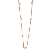 Stainless Steel Polished Rose IP-Plated Hearts 38in Necklace